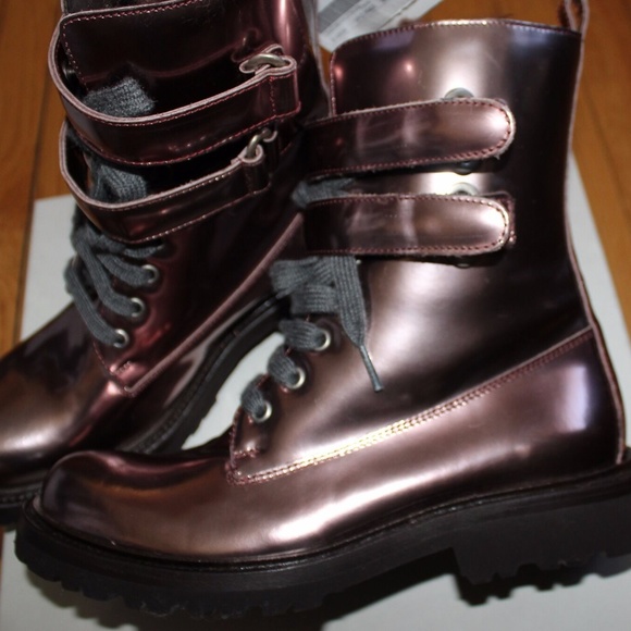 BRUNELLO CUCINELLI WOMEN'S METALLIC COPPER BOOTS - Picture 2 of 5